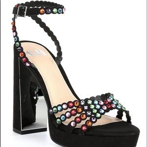 GB Spark-Le Multicolor Rhinestone Embellished Ankle Strap Platform Sandals